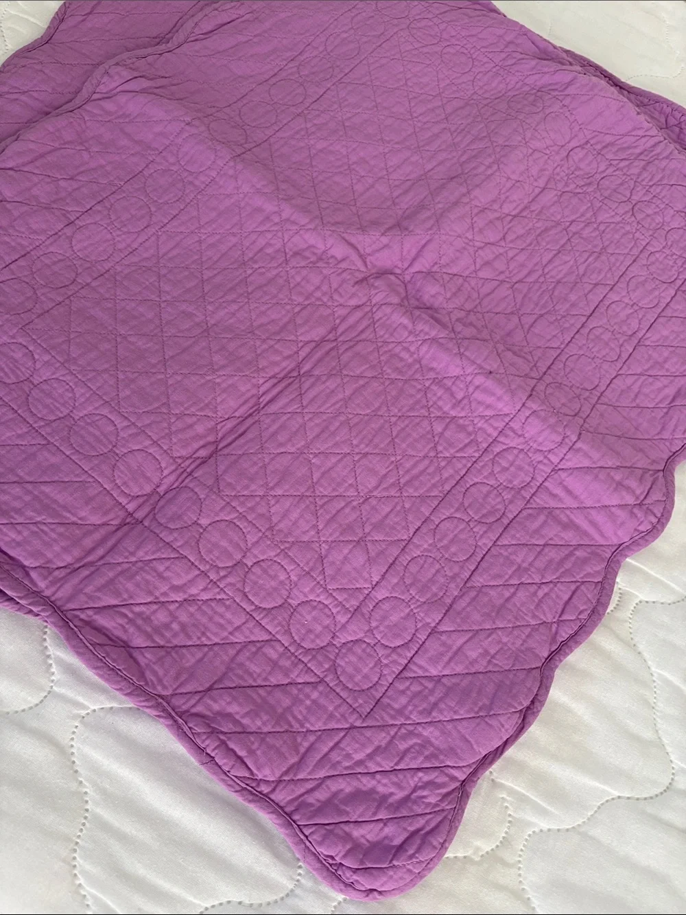 2 Isaac Mizrahi Cotton Quilted Pillow Shams Envelope back Lilac Purple Pair